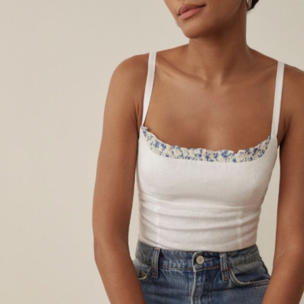 Rare Reformation Cari Linen Tank Top